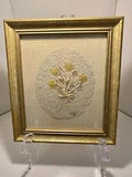 Vintage Art Framed Pressed Dried Flowers Handmade Signed & Dated