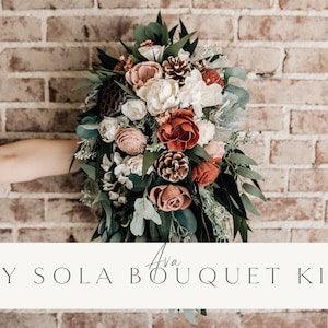 DIY KIT ~ Ava??s Collection ~ Wood Flower Bridal Bouquet ~ Preserved Greenery ~ Rosewood, Dusty Rose, Burgundy, Blush, Wedding Bridal Bouquet