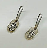 Fleur De Lis Dog Tags Silver EARRINGS Lily Flower Surgical POST NEW