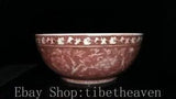 16.4" Rare Old Chinese Underglaze Red Porcelain Palace Peony Flower Bowl