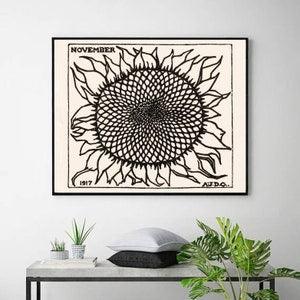 November Sunflower (1917)-Julie de Graag,Home decor,Realism,Post-Impressionism,canvas Wall Art poster Gift Ideas,Custom sizes available