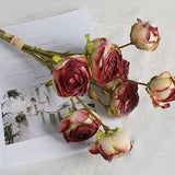 9  head rose flower bouquet | 50cm Rose Stems | Dried Look Faux Rose Bouquet | Artificial Flower | Wedding/Home Decoration | Gifts for Her