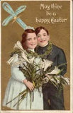 Adorable CHILDREN, LILIES On Beautiful Vintage 1913 EASTER Postcard