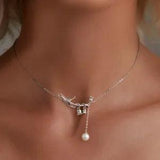Fashionable Elegant 925 Sterling Silver Lily of the Valley CZ Necklace For Women