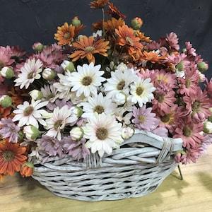 Vintage Daisy Flower with Foliage, Artificial Chrysanthemum Stem, Rustic Home Floral Decor, Dining Table Craft, Wedding Bouquet Filler, Gift