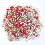 50pcs/lot Mini Fake Plastic Berry Artificial Flower Red Cherry Pearlescent