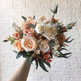 Rust Orange and Champagne Wedding Bouquet 14?¡À Artificial / Autumn Orange and Cream Rose Wedding Bouquet / Burnt Orange Bouquet
