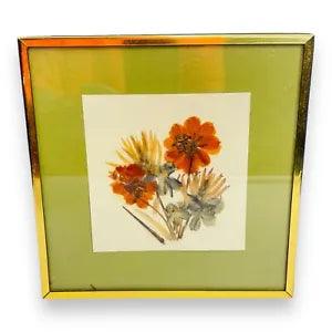Pressed Flowers In Frame Walter Le Productions Sun Valley California 8 x 8 Vtg
