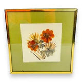 Pressed Flowers In Frame Walter Le Productions Sun Valley California 8 x 8 Vtg