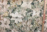 Fabric Embossed Lily Flowers Floral Green Tan Beige Pastel 54" W x 20" L Crafts