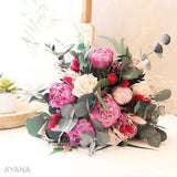 Spring bouquet GRASSE pink peonies and blush pink eternal roses, dried and preserved flower bridal bouquet for spring wedding