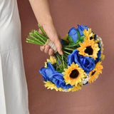 Sunflower Bouquets Handmade Bouquets Royal Blue Rose Bouquets Customized Wedding Bouquets for Big Day