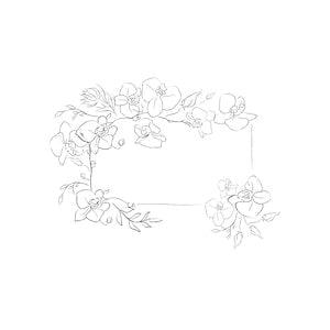 Text Frame. Hand Drawn Orchid Flower Arrangements. Floral Decorative Design Elements. Vector Illustration. Gentle Leaves, Feminine Logos.