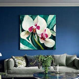 Light Orchid Fine Art Print, Pink Watercolour Abstract Flower Wall Art, Mint Green Floral Painting, UK artist