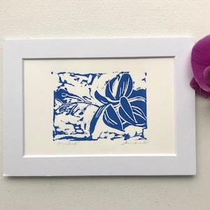 New!!! Mini Linocut of Orchid Matted and signed New