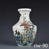 Chinese antique Qing Dynasty Qianlong Enamel color peony Flower and bird bottle