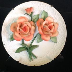 Vintage The Brandy Roses of Capodimonte Collectible Plate by The Franklin Mint Heirloom