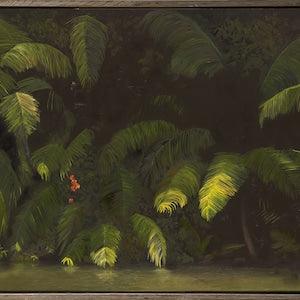 Original Oil Landscape Painting, Rainforest Artwork, Palm Trees, Green Forest, Orchids, Extra Large Canvas Art, Jungle Wall Art, Framed Art