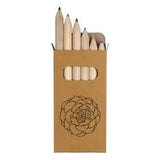 6 x 'Peony Flower' Short 85mm Pencils / Coloured Pencil Set (PE00009547)