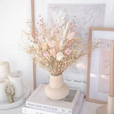 Wildflower bride bouquet pastel blush pink / eternal roses bouquet / boho bridal neutral bouquet
