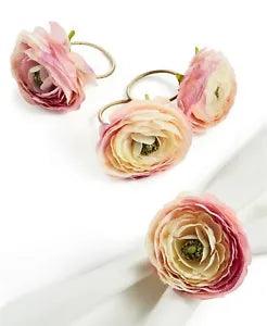 4 Martha Stewart English Garden Ranunculus Napkin Ring Holders NWT New