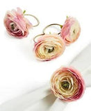 4 Martha Stewart English Garden Ranunculus Napkin Ring Holders NWT New