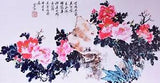 100% ORIGINAL ASIAN ART CHINESE FAMOUS FLORAL WATERCOLOR PAINTING-Peony flowers