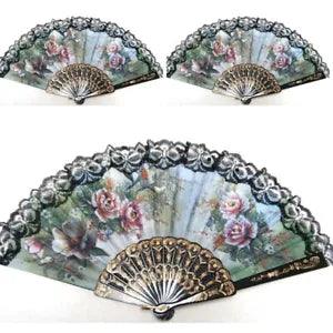 3X3X Spanish  Hand Fan Decorative  Peony Flower W7Q9