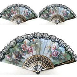 3X3X Spanish  Hand Fan Decorative  Peony Flower W7Q9