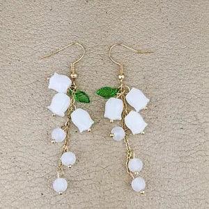 f38a White lily of the Valley Flower Earrings Elegant Jewelry Fashion Gift