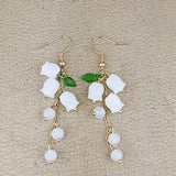 f38a White lily of the Valley Flower Earrings Elegant Jewelry Fashion Gift