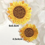 Embroidered IRON ON PATCH Patches Nature Flower Decoration Love Valentine Orange Yellow Ornament Iron Heat Adhesive Sunflower Big Small Fun