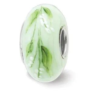 Fenton Sterling Silver Lily of The Valley May Glass Bead Charm
