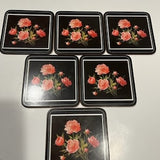 Pimpernel Rose peony bouquet Made in England Set  6 Coasters Cork back vintage