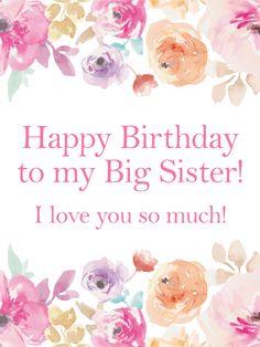 Pink Flower Happy Birthday Card for Sister | Birthday & Greeting Cards by Davia Flower Delivery