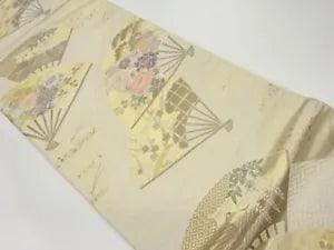 6398236: JAPANESE KIMONO / VINTAGE FUKURO OBI / WOVEN PEONY & UME BLOSSOM