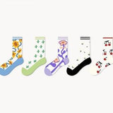 Summer Flower Fruits Plants Girly Ins Style Woman Socks. Unique design One Size Woman Socks. Cherry/Cactus/Sunflower/Tulip