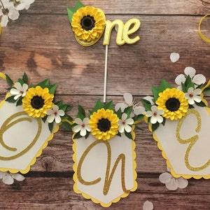 Sunflower high chair banner, high chair banner 1st birthday, first birthday banner, first birthday girl, birthday sunflower