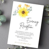 SUNFLOWER Evening Reception Invitation | Bee Wedding Stationery | Yellow Wedding Invites | Garden Budget Minimal Calligraphy Wedding Set