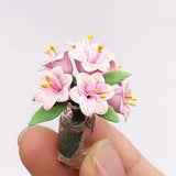 Dollhouse Miniature 1/12 Scale Lily Flower Glass Vase Garden Accessories Model