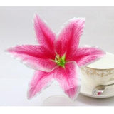 10pcs Artificial Tiger White Lily Flower Heads / DIY Wedding Lily Bouquets for Home Party Decor Artificial Silk Flower Heads Bulk