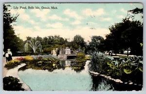 Lily Pond, Belle Isle, Detroit Michigan, Antique 1910 Wolverine News Co Postcard
