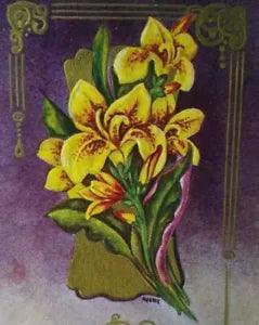 Birthday Token Postcard Yellow Lily Flowers Embossed Avery Winsch Back X236
