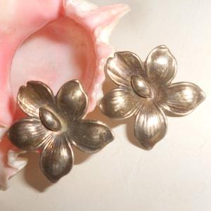 Orchid Earrings Taxco Ornate Sterling Tribal Antique Screw-Back Style Handmade Mid Century- Gorgeous And Unique