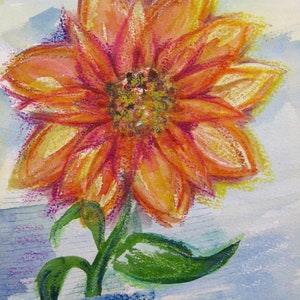 Original abstract sunflower watercolour mixed media, boho flower painting, abstract floral, kitchen decor OOAK art