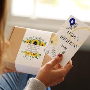 Sunflower Friendship Floral Scarf In A Box | Personalised Gift Box Scarf | Print Summer Scarf | Last Minute Present Ideas