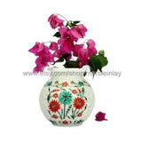 Red Flower Pot Marble Inlay Indoor Planter Pot