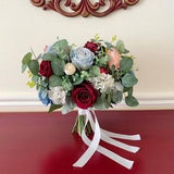 Wedding Bouquet, Dusty blue Rose bouquet , blush pink bouquet,burgundy bouquet,Eucalyptus Bouquet, Boho Bouquets, Bridal Bridesmaids Bouquet
