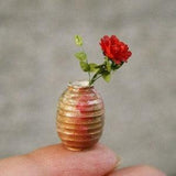 DOLLHOUSE MINIATURES " Handpainted vase with rose " Artisan Handmade flowers Miniature in 12th scale. From CosediunaltroMondo Italy