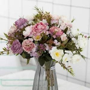 Vintage Peony Artificial Flowers Silk Fake Flower For Wedding Party Decoration